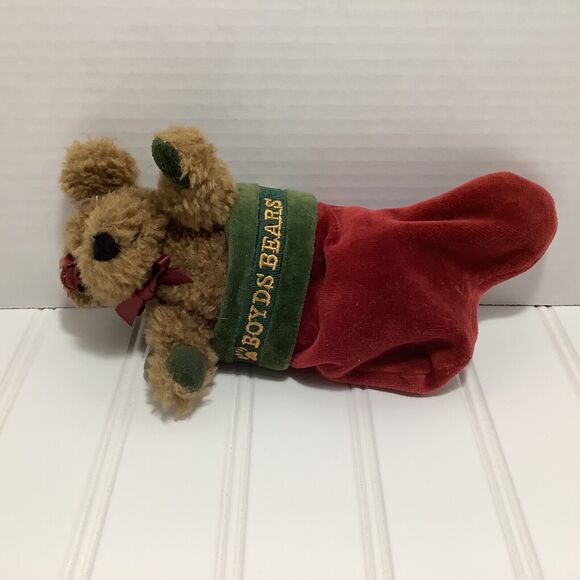BOYDS COLLECTION Teddy Bear Named Felicity in Red Velvet Stocking by Boyd's - Picture 2 of 9
